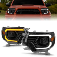ANZO 12-15 Toyota Tacoma Projector Headlights - w/ Light Bar Switchback Black Housing - Lights