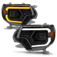 ANZO 12-15 Toyota Tacoma Projector Headlights - w/ Light Bar Switchback Black Housing - Lights