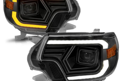 ANZO 12-15 Toyota Tacoma Projector Headlights - w/ Light Bar Switchback Black Housing - Lights