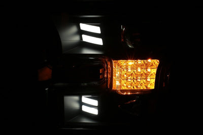 ANZO 15-17 Ford F-150 Project Headlights w/ Plank Style Design Black Amber Sequential Turn Signal - Lights