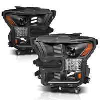ANZO 15-17 Ford F-150 Project Headlights w/ Plank Style Design Black Amber Sequential Turn Signal - Lights