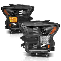 ANZO 15-17 Ford F-150 Project Headlights w/ Plank Style Design Black Amber Sequential Turn Signal - Lights