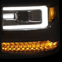 ANZO 16 + Chevy Silverado 1500 Projector Headlights Plank Style Chrome w/Amber/Sequential Turn Signal - Lights