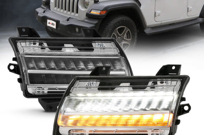 ANZO 18-19 Jeep Wrangler JL Halogen Chrome Clear w/ Sequential Signal - Lights
