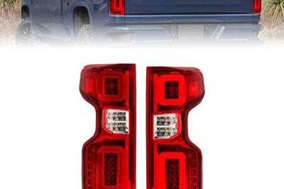 ANZO Anzo 19-21 Chevy Silverado Work Truck Full LED Tailights Chrome Housing Red Lens G2(w/C Light Bars) - Lights