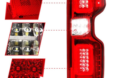 ANZO Anzo 19-21 Chevy Silverado Work Truck Full LED Tailights Chrome Housing Red Lens G2(w/C Light Bars) - Lights
