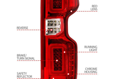 ANZO Anzo 19-21 Chevy Silverado Work Truck Full LED Tailights Chrome Housing Red Lens G2(w/C Light Bars) - Lights