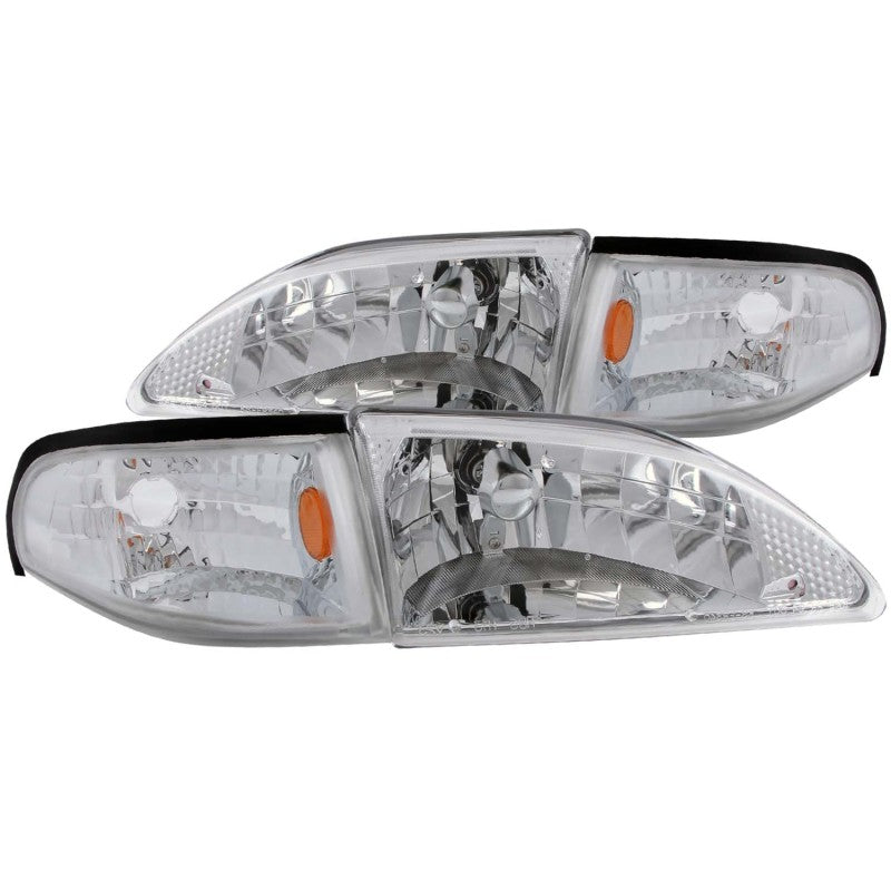 ANZO 1994-1998 Ford Mustang Crystal Headlights Chrome - Lights