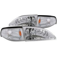 ANZO 1994-1998 Ford Mustang Crystal Headlights Chrome - Lights