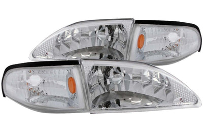 ANZO 1994-1998 Ford Mustang Crystal Headlights Chrome - Lights