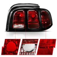 ANZO 1994-1998 Ford Mustang Taillight Dark Red Lens (OE Style) - Lights