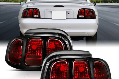 ANZO 1994-1998 Ford Mustang Taillight Dark Red Lens (OE Style) - Lights