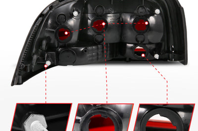 ANZO 1994-1998 Ford Mustang Taillight Dark Red Lens (OE Style) - Lights