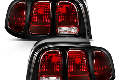 ANZO 1994-1998 Ford Mustang Taillight Dark Red Lens (OE Style) - Lights