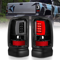 ANZO 1994-2001 Dodge Ram 1500 LED Taillights Plank Style Black w/Clear Lens - Lights