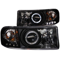 ANZO 1994-2001 Dodge Ram Projector Headlights w/ Halo Black - Lights