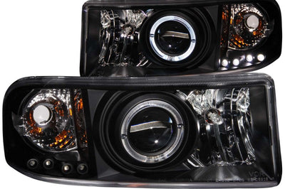 ANZO 1994-2001 Dodge Ram Projector Headlights w/ Halo Black - Lights