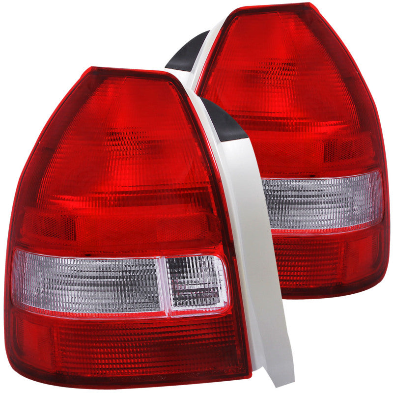 ANZO 1996-2000 Honda Civic Taillights Red/Clear - Lights