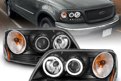 ANZO 1997-2003 Ford F-150 Projector Headlights w/ Halo Black (CCFL) - Lights