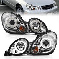 ANZO 1998-2005 Lexus Gs300 Projector Headlights w/ Halo Chrome - Lights