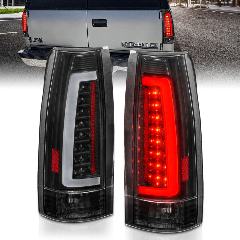 ANZO 1999-2000 Cadillac Escalade LED Taillights Black Housing Clear Lens Pair - Lights