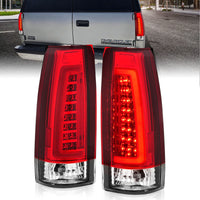 ANZO 1999-2000 Cadillac Escalade LED Taillights Chrome Housing Red/Clear Lens Pair - Lights