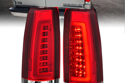 ANZO 1999-2000 Cadillac Escalade LED Taillights Chrome Housing Red/Clear Lens Pair - Lights