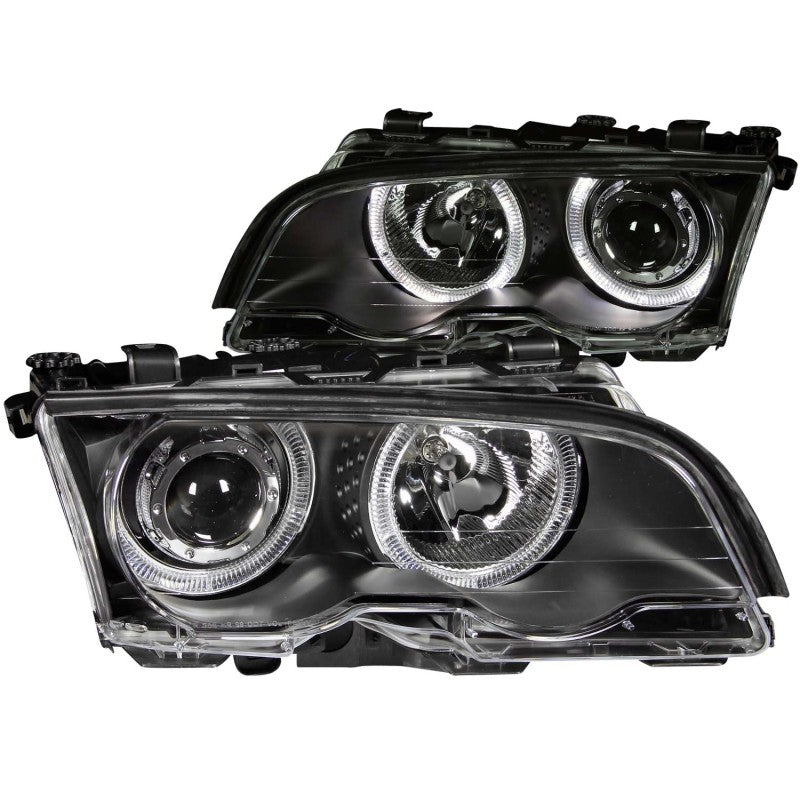 ANZO 1999-2001 BMW 3 Series E46 Projector Headlights w/ Halo Black - Lights