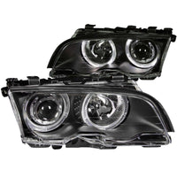 ANZO 1999-2001 BMW 3 Series E46 Projector Headlights w/ Halo Black - Lights