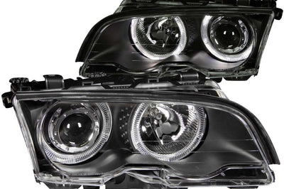 ANZO 1999-2001 BMW 3 Series E46 Projector Headlights w/ Halo Black - Lights