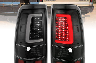 ANZO 1999-2002 Chevy Silverado 1500 LED Taillights Plank Style Black w/Clear Lens - Lights