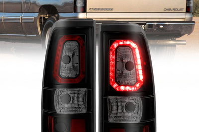 ANZO 1999-2002 Chevy Silverado 1500 LED Taillights Plank Style Black w/Smoke Lens - Lights