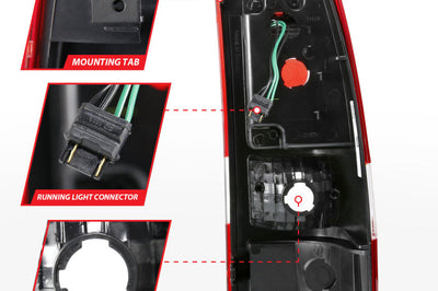 ANZO 1999-2002 Chevy Silverado 1500 LED Taillights Plank Style Chrome With Red/Clear Lens - Lights