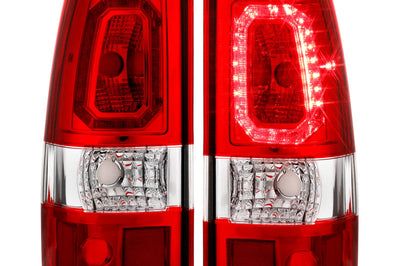 ANZO 1999-2002 Chevy Silverado 1500 LED Taillights Plank Style Chrome With Red/Clear Lens - Lights