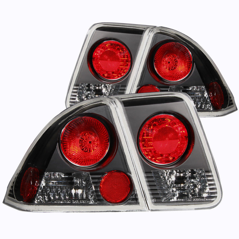ANZO 2001-2004 Honda Civic Taillights Black - Lights