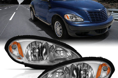 ANZO 2001-2005 Chrysler Pt Cruiser Crystal Headlight Chrome Amber (OE) - Lights