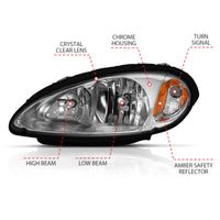 ANZO 2001-2005 Chrysler Pt Cruiser Crystal Headlight Chrome Amber (OE) - Lights