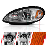 ANZO 2001-2005 Chrysler Pt Cruiser Crystal Headlight Chrome Amber (OE) - Lights