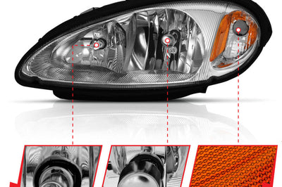 ANZO 2001-2005 Chrysler Pt Cruiser Crystal Headlight Chrome Amber (OE) - Lights