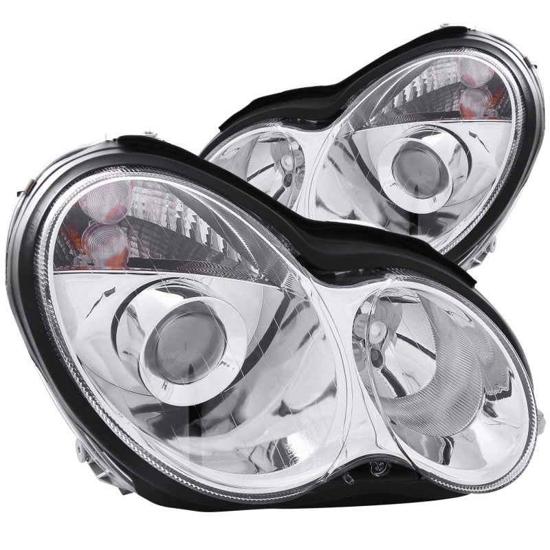 ANZO 2001-2007 Mercedes Benz C Class W203 Projector Headlights Chrome - Lights