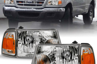 ANZO 2001-2011 Ford Ranger Crystal Headlight Chrome w/Corner Lights (OE Replacement)