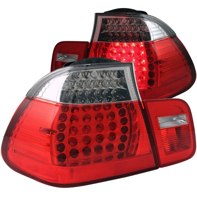 ANZO 2002-2005 BMW 3 Series E46 LED Taillights Red/Clear - Lights