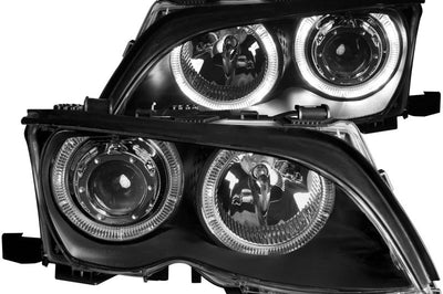 ANZO 2002-2005 BMW 3 Series E46 Projector Headlights w/ Halo Black - Lights