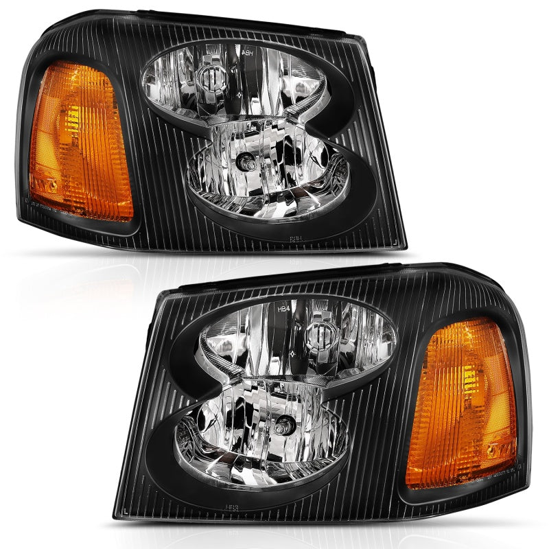 ANZO 2002-2009 Gmc Envoy Crystal Headlight Black Amber - Lights