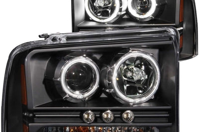 ANZO 2005-2007 Ford Excursion Projector Headlights w/ Halo Black LED Strip (CCFL) 1pc - Lights