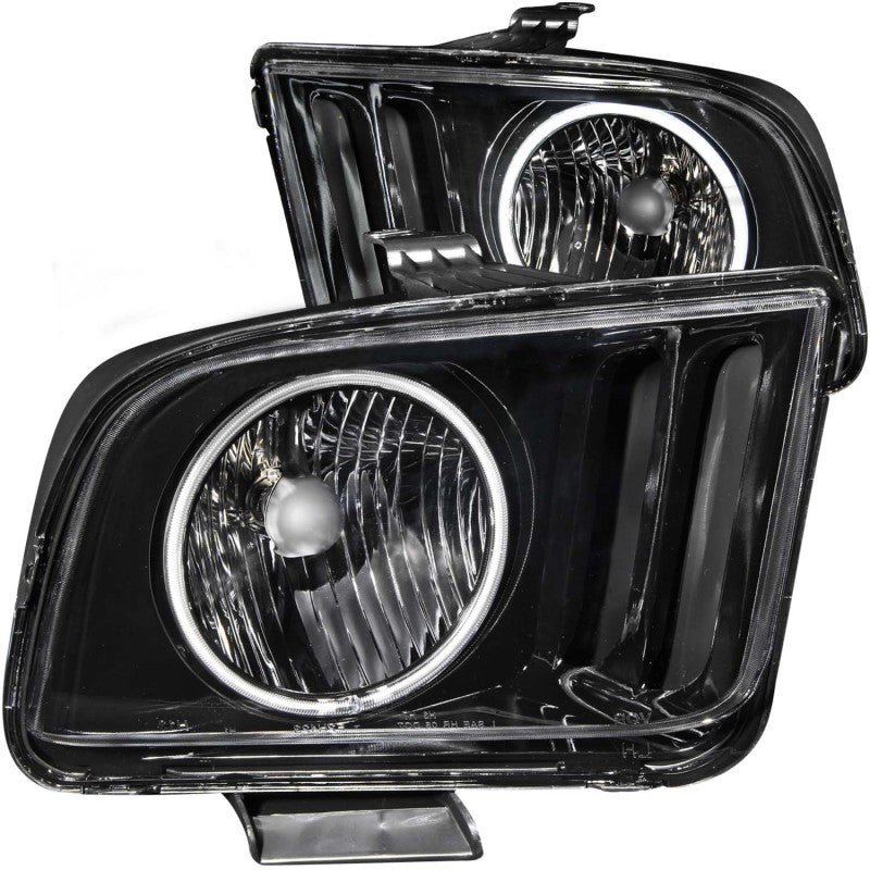 ANZO 2005-2009 Ford Mustang Crystal Headlights w/ Halo Black (CCFL) - Lights