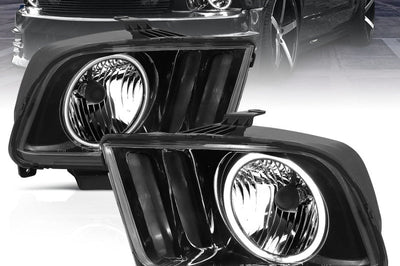 ANZO 2005-2009 Ford Mustang Crystal Headlights w/ Halo Black (CCFL) - Lights