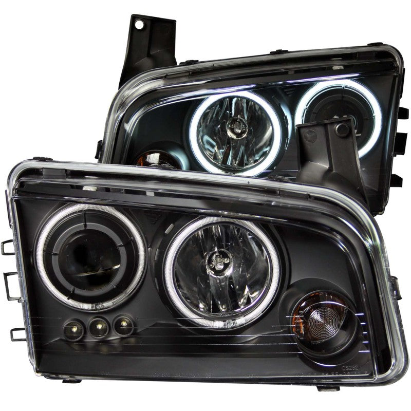 ANZO 2006-2010 Dodge Charger Projector Headlights w/ Halo Chrome (CCFL) - Lights