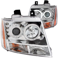 ANZO 2007-2013 Chevrolet Avalanche Projector Headlights w/ Halo Chrome - Lights