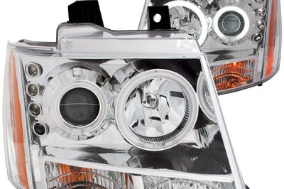 ANZO 2007-2013 Chevrolet Avalanche Projector Headlights w/ Halo Chrome - Lights